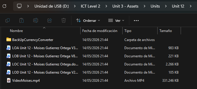 Unit 12 folder contents