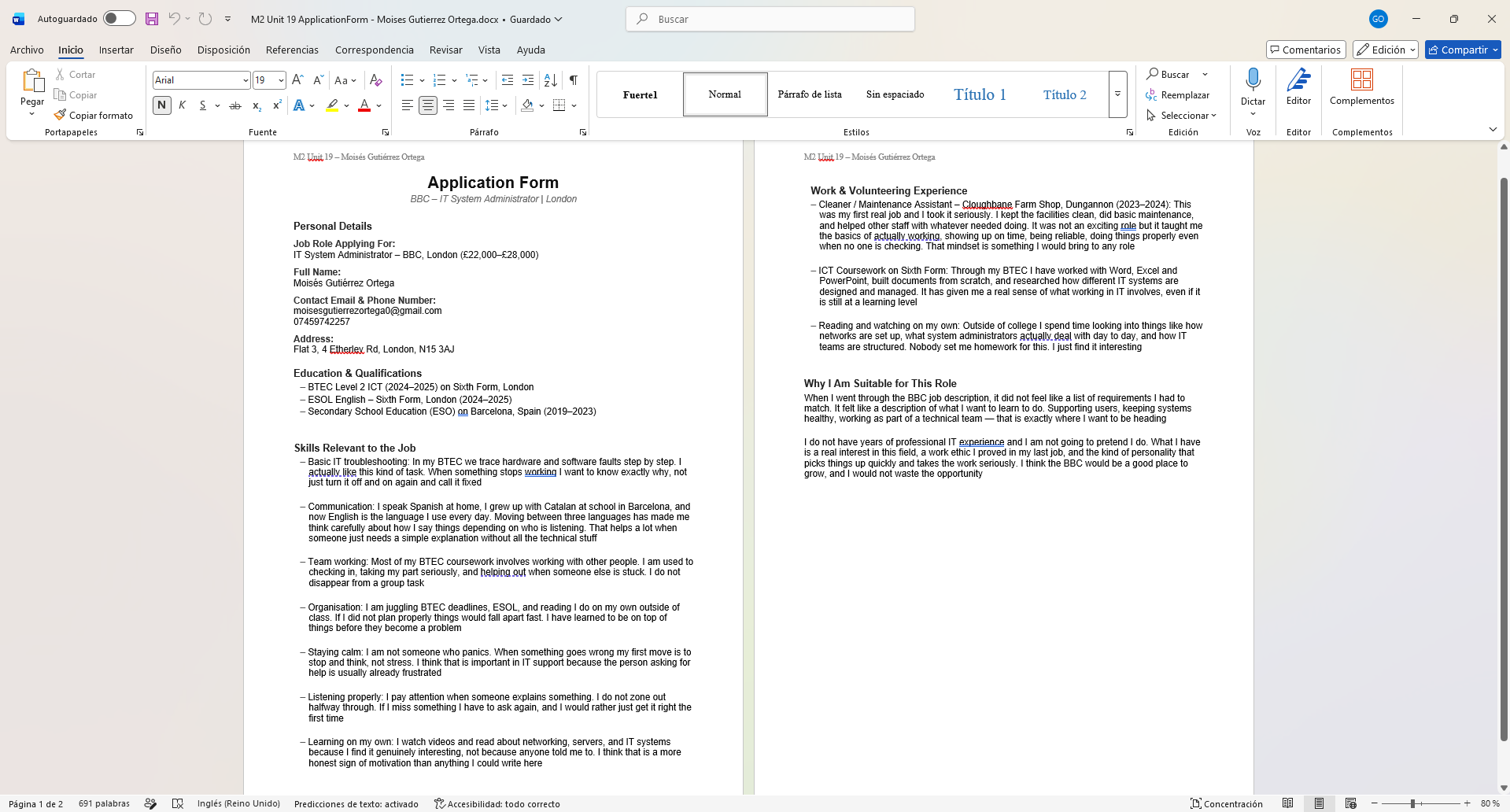 M2 — Application form merit